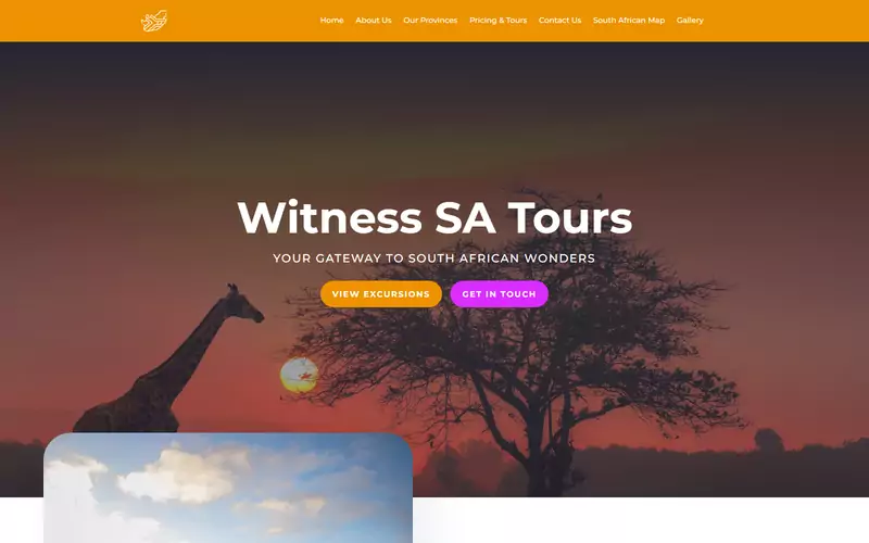 Witness SA Tours website screenshot